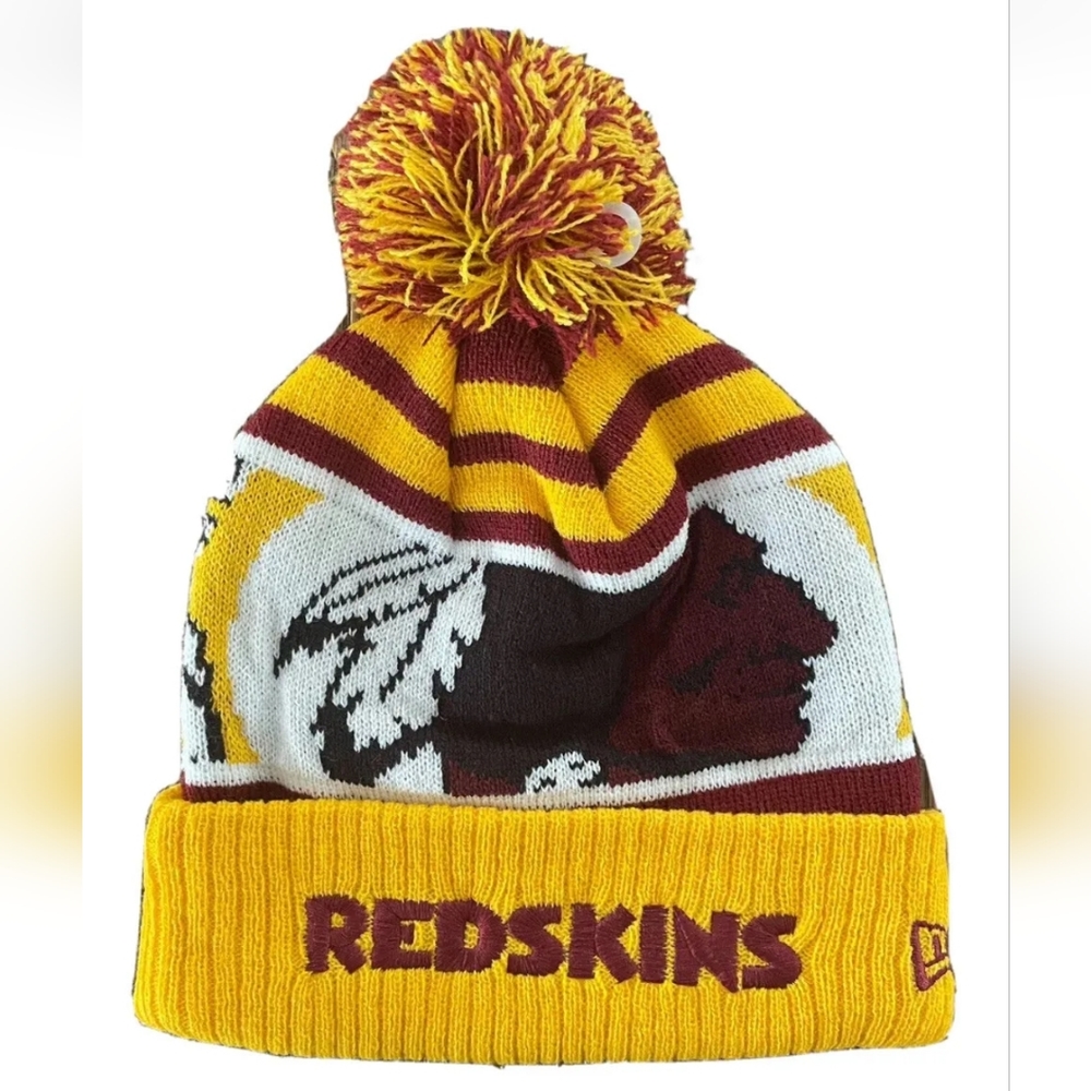 NWT WASHINGTON REDSKINS Winter Knit Cap Pom Ski Hat Logo NEW ERA NFL Commanders
